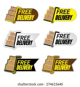 6 Set of web icon free delivery (trolley)