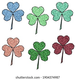 6 Shamrocks embellished with glitter to add a sparkle to your St. Patrick's Day crafting. 