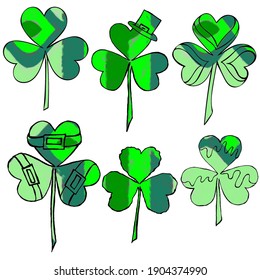 6 Shamrocks embellished with glitter to add a sparkle to your St. Patrick's Day crafting. 