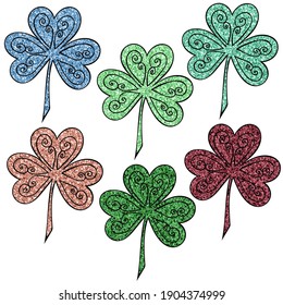 6 Shamrocks embellished with glitter to add a sparkle to your St. Patrick's Day crafting. 