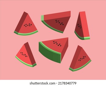 6 shapes of watermelon slices