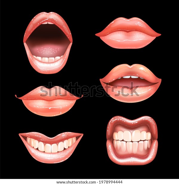 Shining Beautiful Female Nude Lips Stock Vector Royalty Free