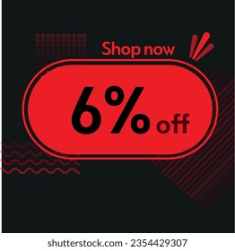 6 % Shop jetzt Vektorrot und schwarze Elemente schwarzer Freitag kaufen jetzt Online-Shop-Aufkleber Marketing