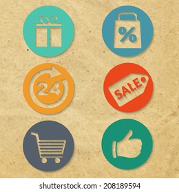 6 Shopping Icons, Vector Illustration