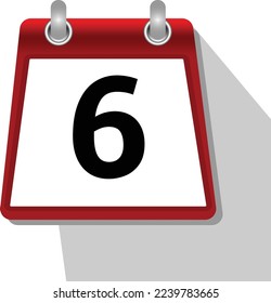 6 icono de calendario simple en fondo blanco