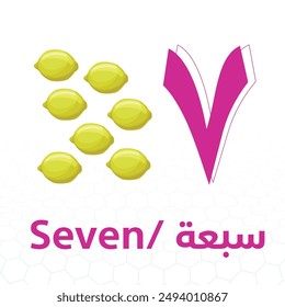 6 Six Arabic numbers colorful from 1 to 10 vector illustration new Arabic numerals digit education learn algebra calculation activity set 