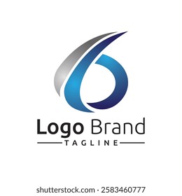 6 Six Number or B Letter Modern Abstract Logo Template
