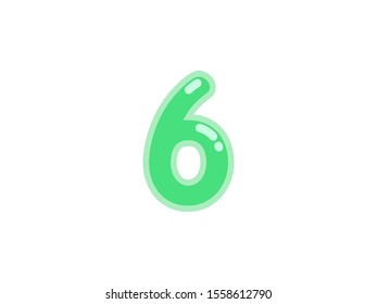 6 six number green vector jelly glossy bright typography for web holiday event 