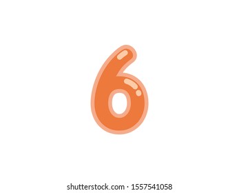 6 six number orange vector jelly glossy bright typography for web holiday event 