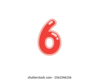 6 six number red cherry marmalade vector jelly glossy bright typography for web holiday event 