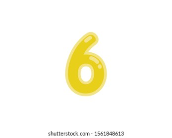 6 six number yellow amber gold marmalade vector jelly glossy bright typography for web holiday event 