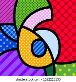 6 six POP ART NUMERAL vector colorful modern illustration for your design. 
Typography template for flyer, UX design, print, poster, Invitation, happy birthday.  Learning concept for kids.