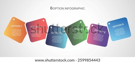 6, Six Step Editable Infographic Template for Marketing, Strategy, Presentations, Reports, Workflow and Data Visualization