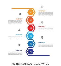6 slide process infographic template vector element with icons can be used for workflow, business information and presentation 
