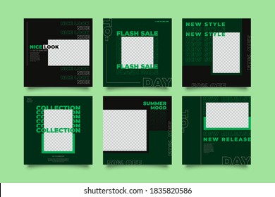 6 social media post template. modern promotion square web banner for social media. 