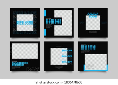 6 social media post template. modern promotion square web banner for social media. 