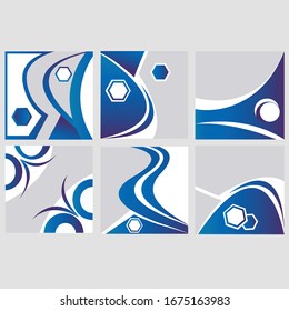 6 Social media square vector template. Reusable vector summer designs. Colorful elegant banner.