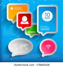 6 speech bubbles. Modern infographic template for business design.  Vector Illustration.