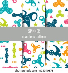 6 spinner seamless pattern set in simple style for web, print and creative design. Vector illustration