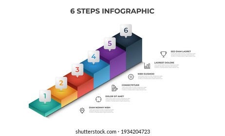 6 Stairs Steps Infographic Element Template Vector, Layout Design For Presentation, Diagram, Etc