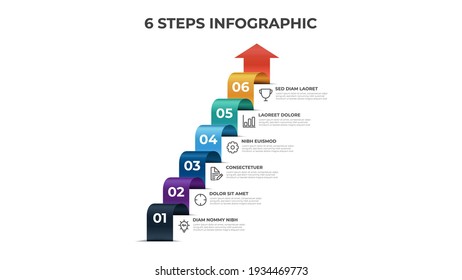 6 stairs of steps, infographic element template, layout design vector with list arrow diagram