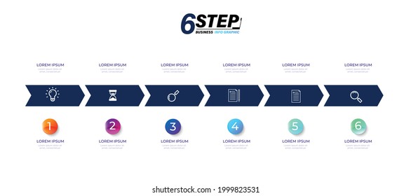 6 step Arrow chart origami paper color in Vector infographic template for diagram presentation, chart, business concept with 2-3step and elements options