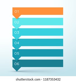 6 Step Arrow List Colorful Banners Infographic Diagram