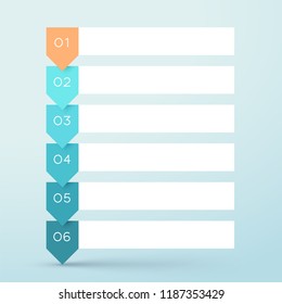 6 Step Arrow List White Banners Infographic Diagram