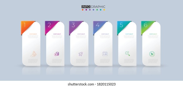 6 Step Business design arrow template Timeline business planning process with options, steps. Vector illustration. use for presentation and web design organization with Gradient colors
