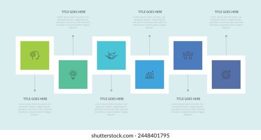 6 step business vector template. Infographic template with icons and 6 options or steps. Can be used for workflow layout, diagram, banner, webdesign. Vector illustration.