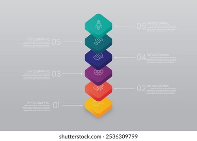 6 Schritt Diagramm Infografik Vorlagendesign