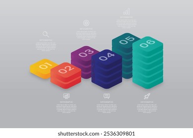 6 Step Chart Infographic Template Design
