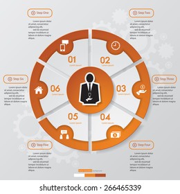 6 step chart template/graphic or website layout. Vector background.for your design and presentation. 