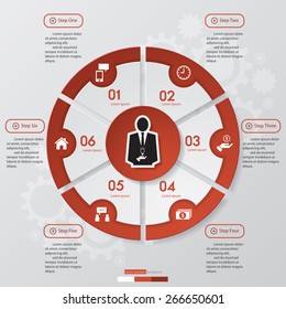 6 step chart template/graphic or website layout. Vector background.for your design and presentation. 