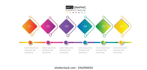 6 step chart Vector infographic template for diagram presentation, chart, business concept with 4 elements options