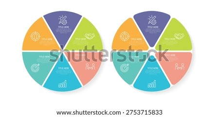 6 Step circular infographic template. Creative circle element design with marketing icons., can use for presentation slide. 