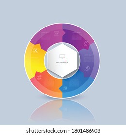 6 pasos en el ciclo Partición color gradiente gráfico origami color de papel plantilla infográfica para la gráfica de presentación de diagrama y el concepto de negocio con opciones de elemento
