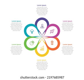 6 Step flower time business infographic template. Modern infographic design with elegant icons. Colorful modern infographic template EPS 10 design