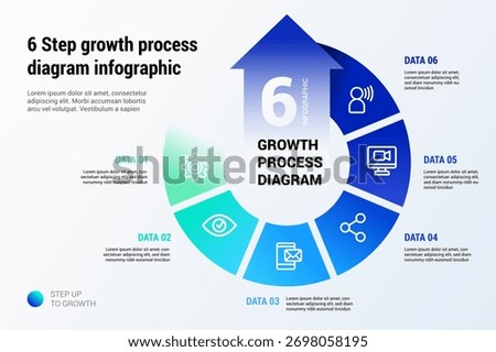 6 Step growth process diagram infographic presentation template