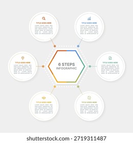 Plantilla de infografía de negocios de ciclo hexagonal de 6 pasos
