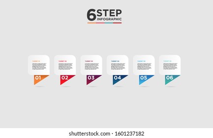 6 step infographic element. Business concept with six options and number, steps or processes. data visualization. Vector illustration.