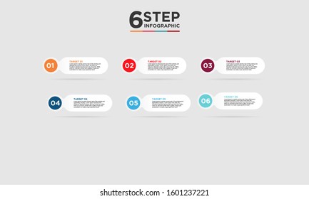 6 step infographic element. Business concept with six options and number, steps or processes. data visualization. Vector illustration.