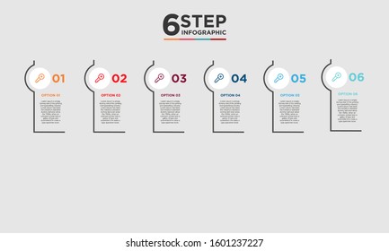 6 step infographic element. Business concept with six options and number, steps or processes. data visualization. Vector illustration.