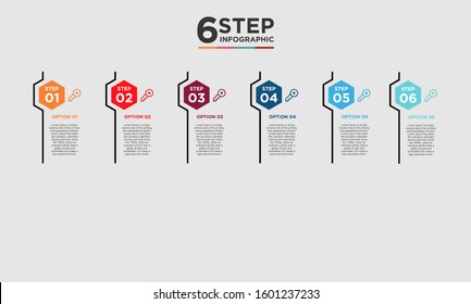 6 step infographic element. Business concept with six options and number, steps or processes. data visualization. Vector illustration.