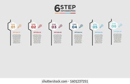 6 step infographic element. Business concept with six options and number, steps or processes. data visualization. Vector illustration.
