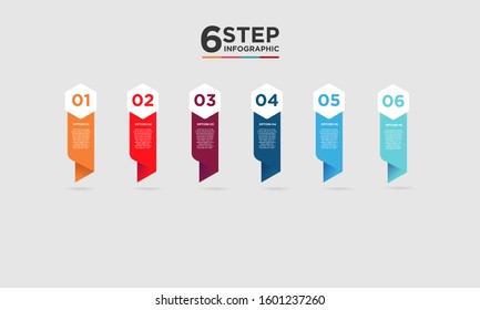6 step infographic element. Business concept with six options and number, steps or processes. data visualization. Vector illustration.
