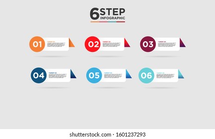 6 step infographic element. Business concept with six options and number, steps or processes. data visualization. Vector illustration.