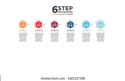 6 step infographic element. Business concept with six options and number, steps or processes. data visualization. Vector illustration.
