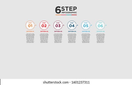 6 step infographic element. Business concept with six options and number, steps or processes. data visualization. Vector illustration.