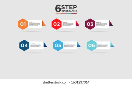 6 step infographic element. Business concept with six options and number, steps or processes. data visualization. Vector illustration.